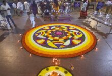 Photo of ഗുരുവായൂരപ്പന്റെ തിരുനടയിൽ അത്തപൂക്കളം.